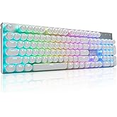 HUO JI E-Yooso Z-88 Wired Typewriter Style Mechanical Gaming Keyboard, Programmable RGB Backlit, Blue Switches - Clicky, Deta