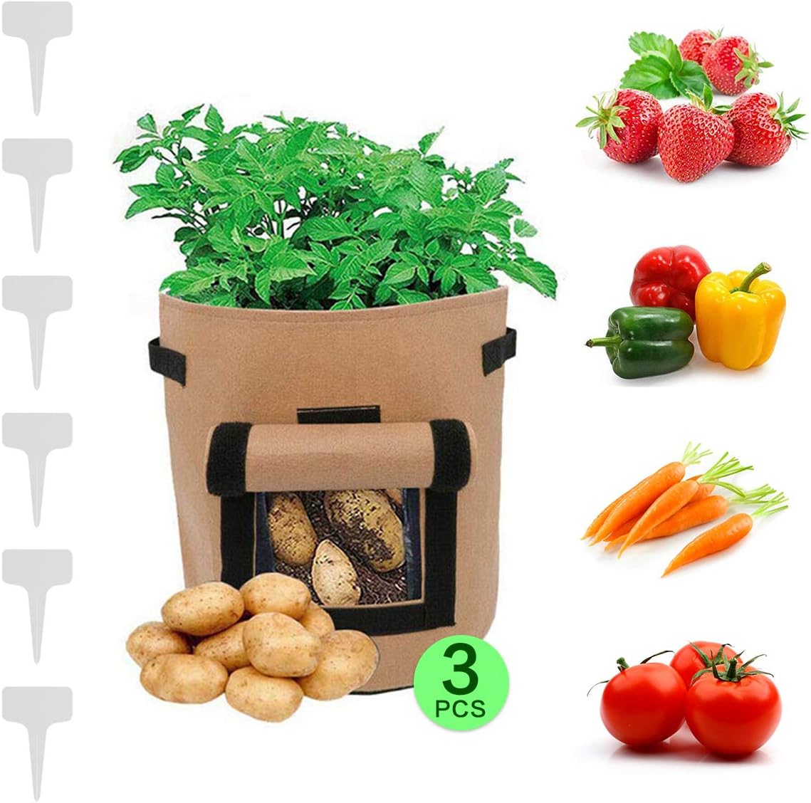 Cultivo Patatas, 3 Piezas Camel Brown, 7 Galones, Vida útil Útil ...