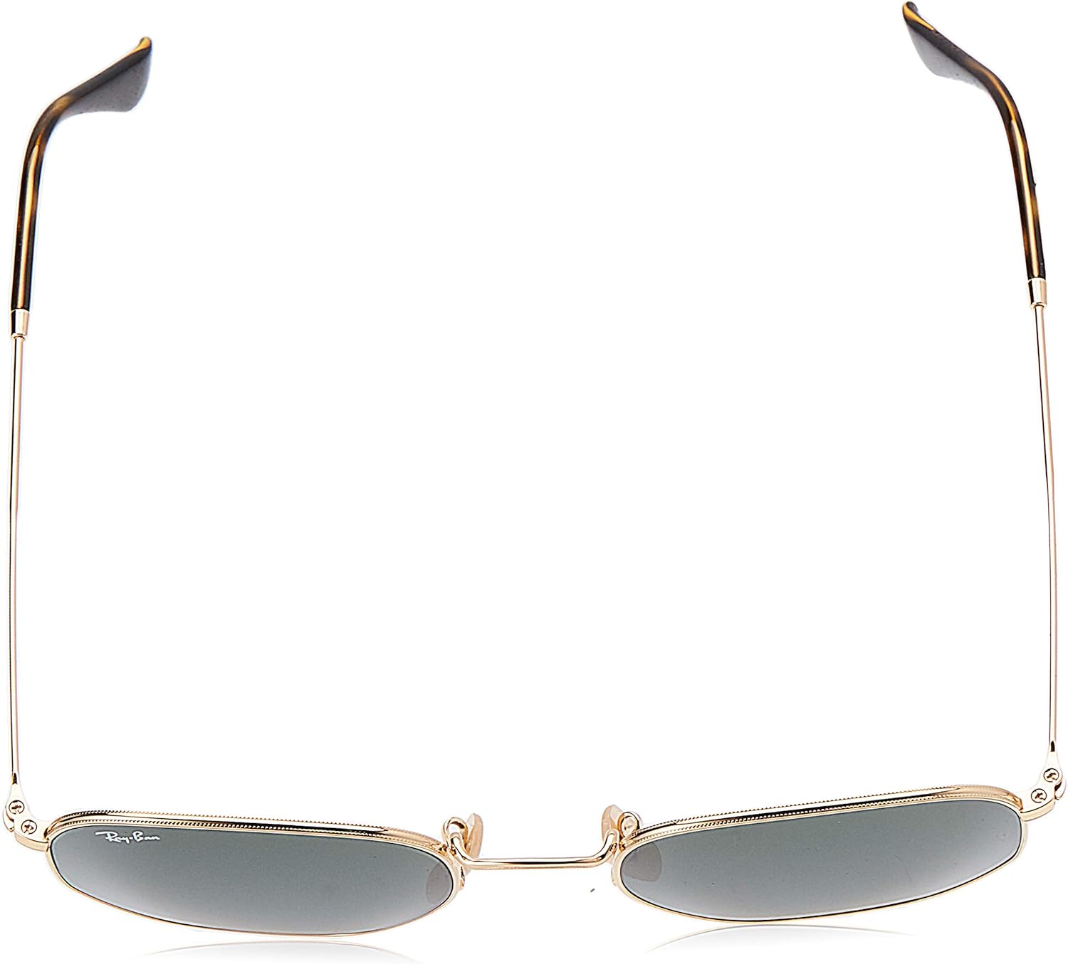 Ray-Ban RB3548N Flat Lens Hexagonal Sunglasses, Gold/Green, 54 mm: Shoes