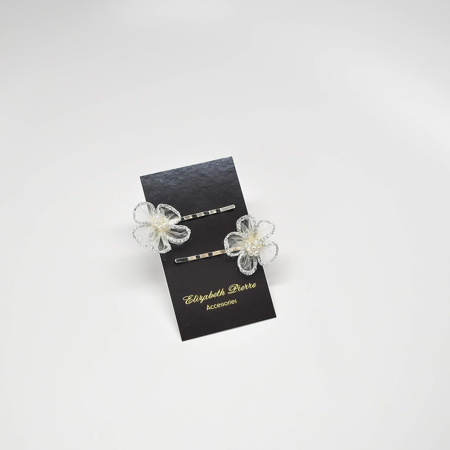 Amazon Com Organza Small Ivory Flower And Beads Bobby Pins Bridal