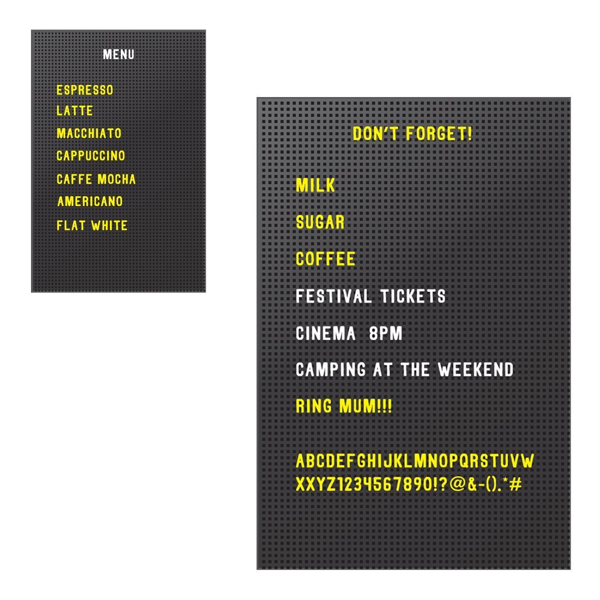 Inveroยฎ Retro Style Peg Message Memo Board Portrait or Landscape with 350 Letters and Numbers - Ideal for Fun Novelty Gift, Office, Restaurant, Home and more (21 x 31 cm) - Black