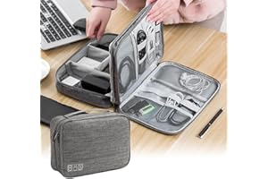 3-Layer Travel Cable Organizer - Waterproof Multi-Compartment Pouch for Headphones, Hard Drives, Power Banks, and Cosmetic St