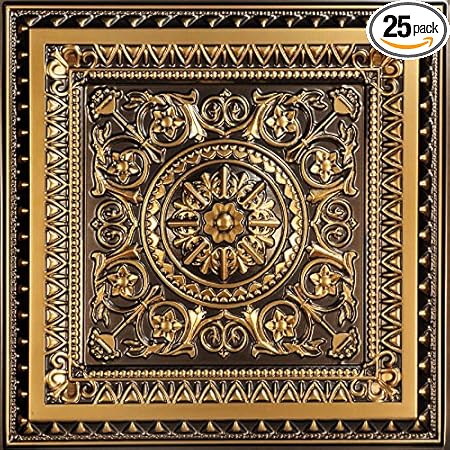 Amazon Com La Scala Faux Tin Ceiling Tile Antique Gold Home