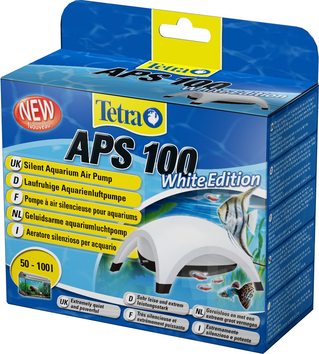 Tetra APS 100 aquarium air pump - quiet diaphragm pump for aquariums of 50-100 L, white,212497