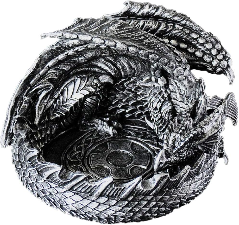 HELLEN Decorative Metallic Look Mythical Dragon Ashtray Gothic Home Decor and Barware Smoking Receptacles & Fantasy Gifts for Smokers