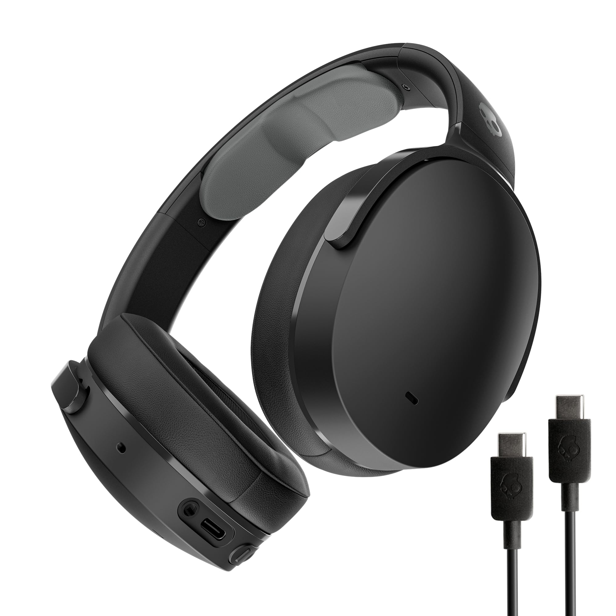 Skullcandy Hesh ANC Wireless Over-Ear Bluetooth Headphones with Extra USB-C Charging Cable, Active Noise Canceling, 22 Hrs Battery, Foldable Lightweight Design, Microphone iPhone Android - True Black