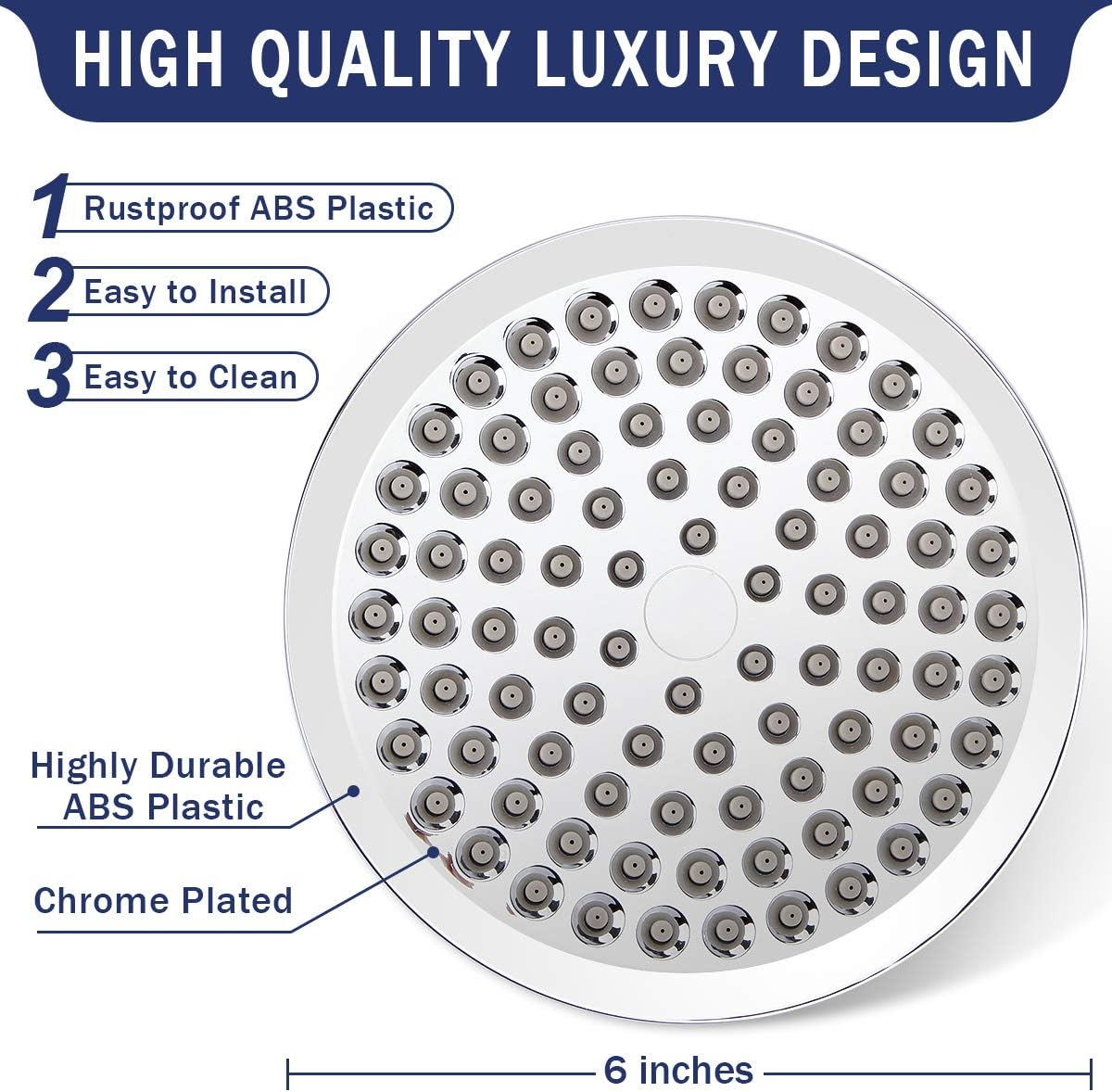 Taiker Shower Head, High Pressure Rainfall Shower Head/Handheld Combo, Luxury Modern Chrome Plated with 60'' Hose Anti-leak with Holder, 4 Shower Hooks - - 