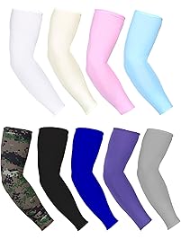Bememo 9 Pairs Unisex UV Protection Sleeves Long Arm Sleeves Cooling Sleeves Ice Silk Arm Cover Sleeves