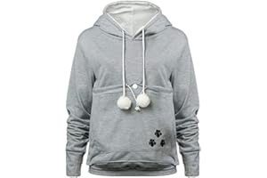 YYW Womens Pet Hoodies Pullover Sweatshirt Oversized Cat Hoodies Pet Holder Cat Dog Pouch Carriers (Gray,Medium)