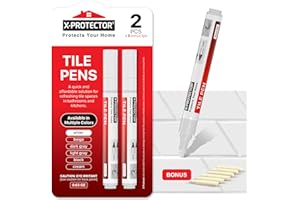 X-Protector Water Based Grout Marker - 2 PCS with 8 Tips, White