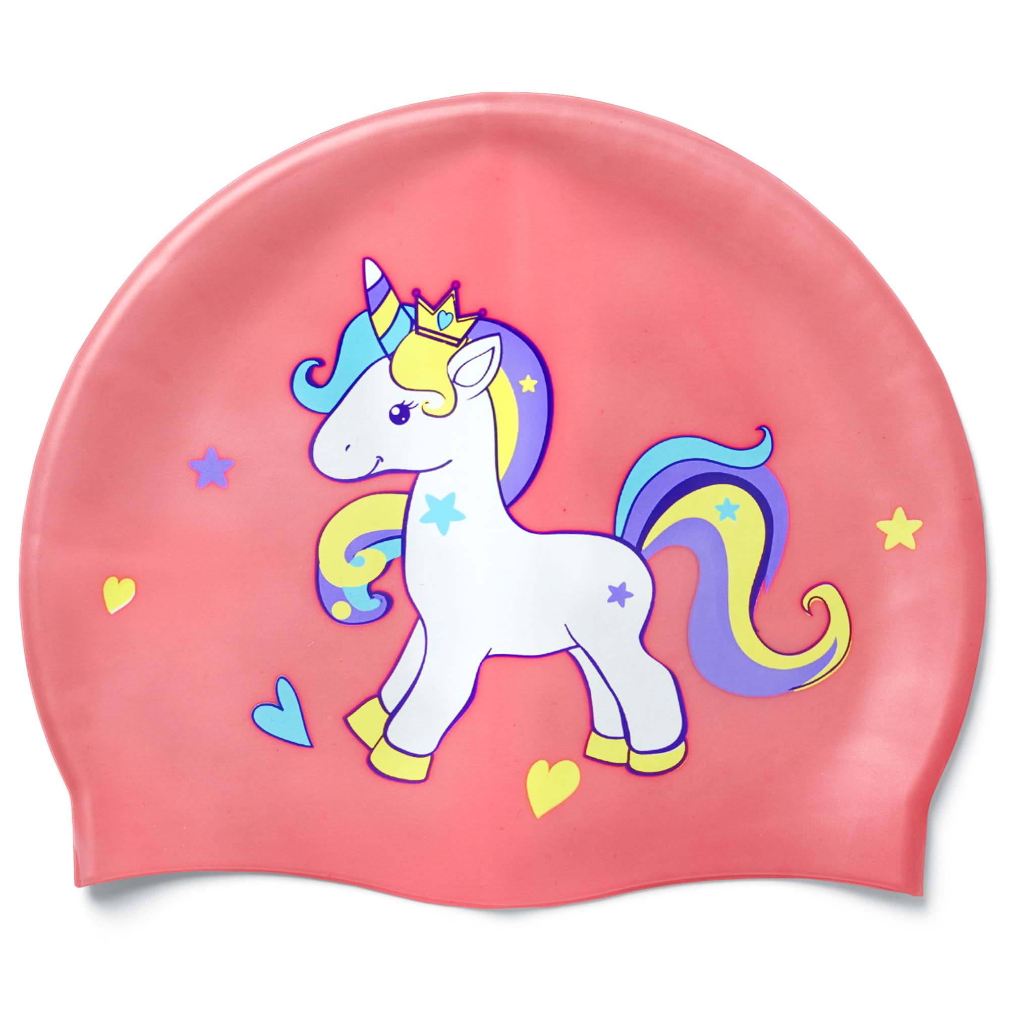 EANAGO silicone swimming cap for girls - fashionable swimming cap for children for swimming and training - suitable for approx. 4 to 12 years - swimming cap for children