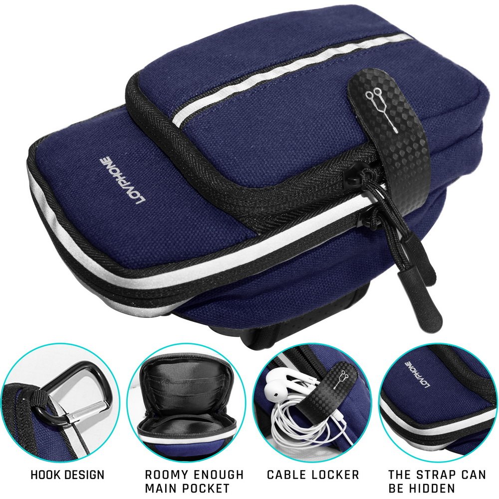 Sport Running Armband,Lovphone Outdoor Exercise Gym Case with Double Pocket & Sweatproof & Waterproof Multifunctional for iPhone 7/6/6s/5/SE/iPod, Galaxy S5/S4/S3 Or More