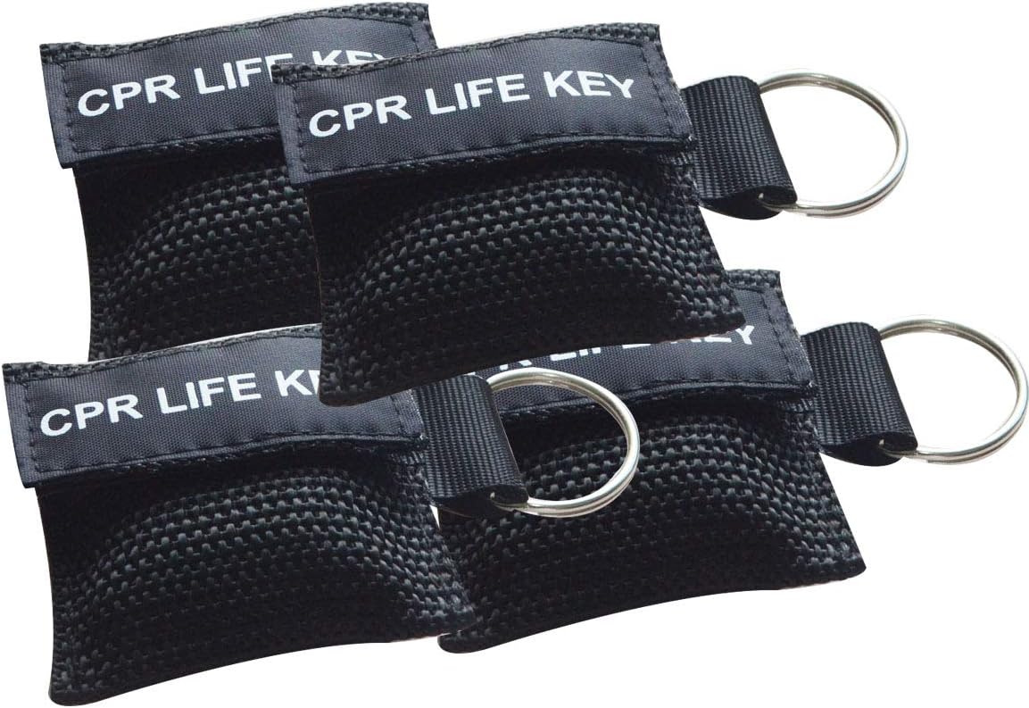 Elysaid CPR Barrier Keychain with Cpr Face Shield CPR Life Key for CPR Aed Training Black (200)