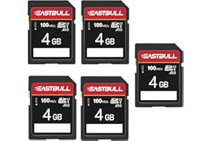 EASTBULL 5-Pack of SD Card 4GB Class 10 SD Card U1 V30 High-Speed 100MB/s Read SDHC Memory Card for Camera, Full HD Video, wi