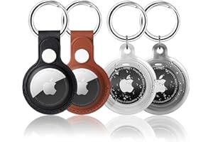 PAUTAS 4 Pack AirTag Holder with Snap Keychain, Waterproof & Light Soft Apple Tag Holders, Leather Airtag Cover Compatible with Apple AirTags for Bags, Keys, Pets (Multi-Color)