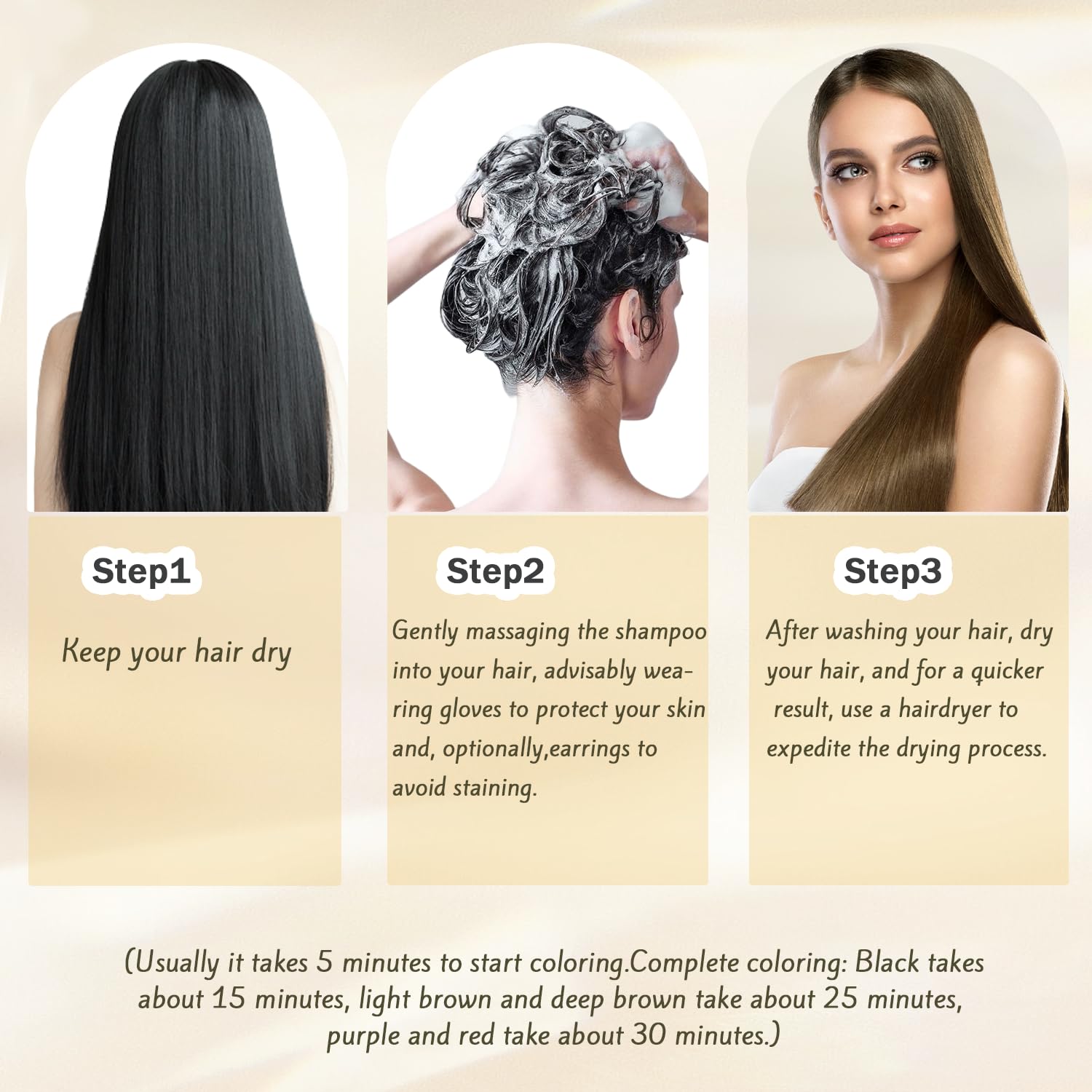 Nova Hair Dye Shampoo,Nova Hair Instant Dye Shampoo,Nova Hair Dye Shampoo 3 in 1, for Men & Women (Black)