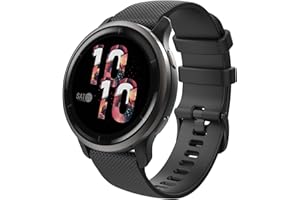MoKo Watch Band Compatible with Garmin Forerunner 255S/255s Music/Vivoactive 4S/Venu 3S/Venu 2S/Vivomove 3S Smartwatch, 18MM Soft Silicone Adjustable Replacement Strap, Black