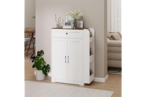 SOLIDEE Modern Buffet Cabinet with Storage, 23.4" Narrow Sideboard with 3-Tier Side Racks, Kitchen Storage Cabinet with Drawe