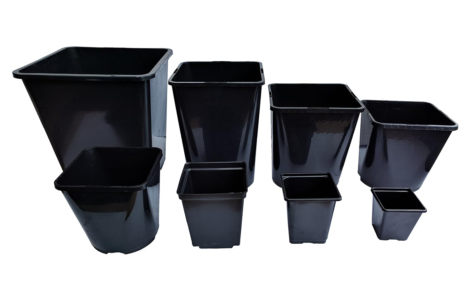 Elixir Gardens ® Strong Black Plastic Hydroponic Square pots 0.75