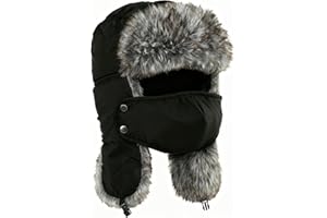 Buauty Fur Trapper Hat for Men Women Winter Windproof Soft Russian Ushanka Hats with Warm Ear Flaps & Removable Mask