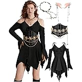Vermeyen Fairy Handkerchief Dress Costume Flowy Off Shoulder for Women Halloween Cosplay