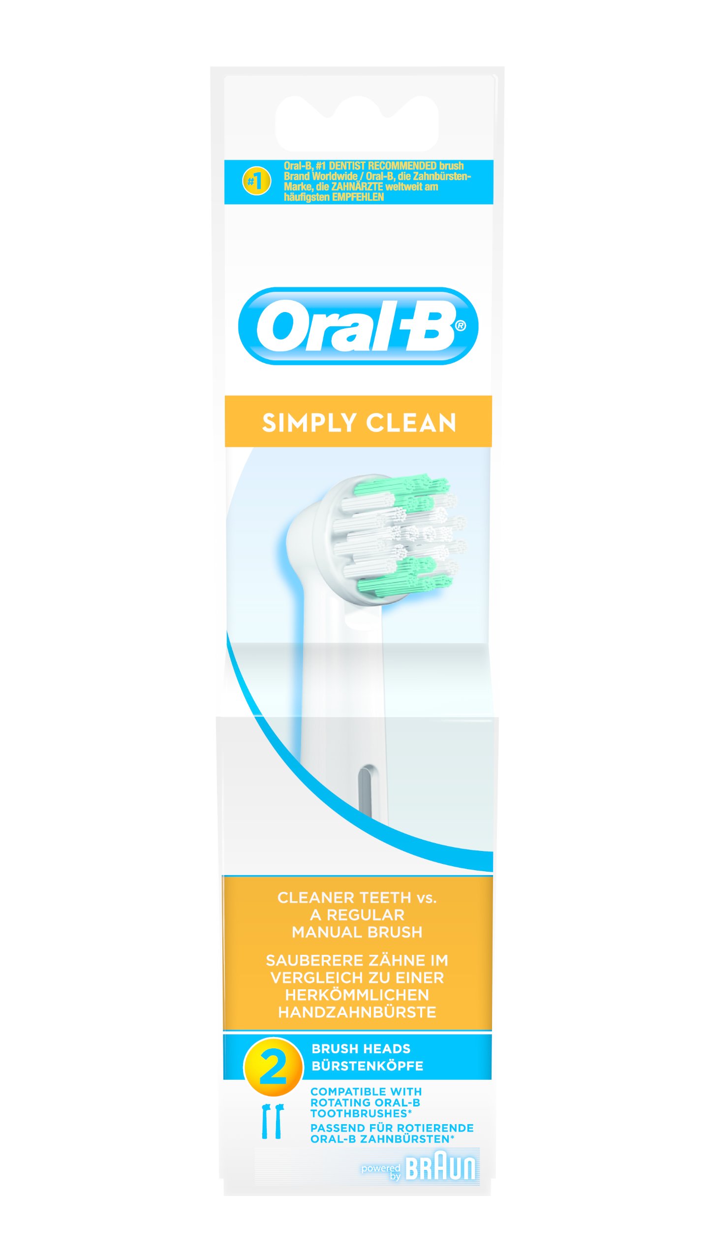 2 x Oral B Simply Clean Brush Heads