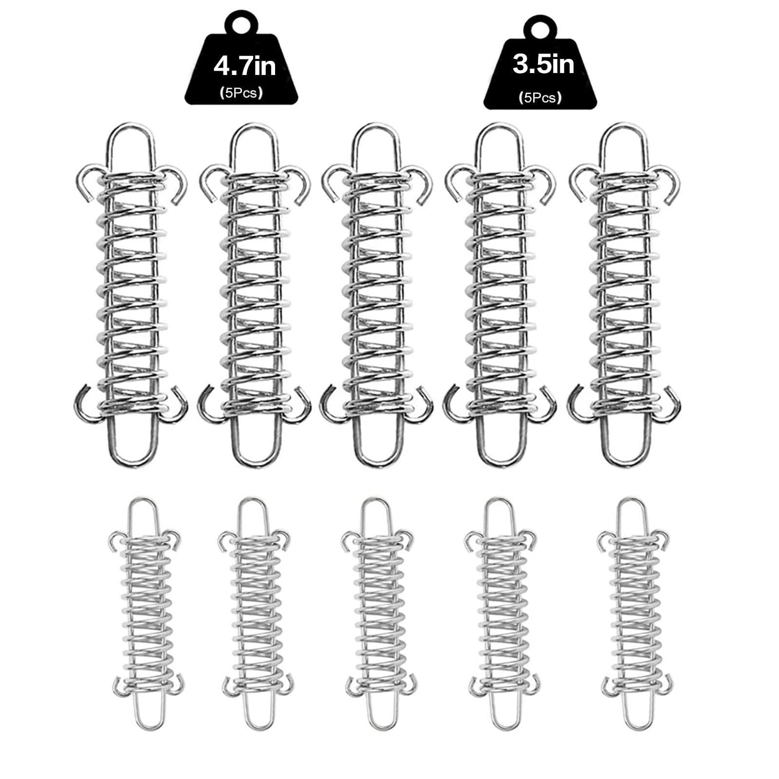 Doucdoft Awning Attachment Set, 10 Kit 4.7" Large & 3.5" Small 304 Stainless Steel Sun Shade Sail Hardware Kit for Garden Triangle and Square, Rectangle,Tent Springs,Porch Swing Springs,Rope Spring