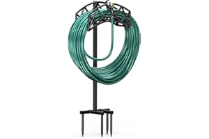 Winpull Metal Garden Hose Holder, Heavy Duty Freestanding Hose Storage Stand Rack for Outside