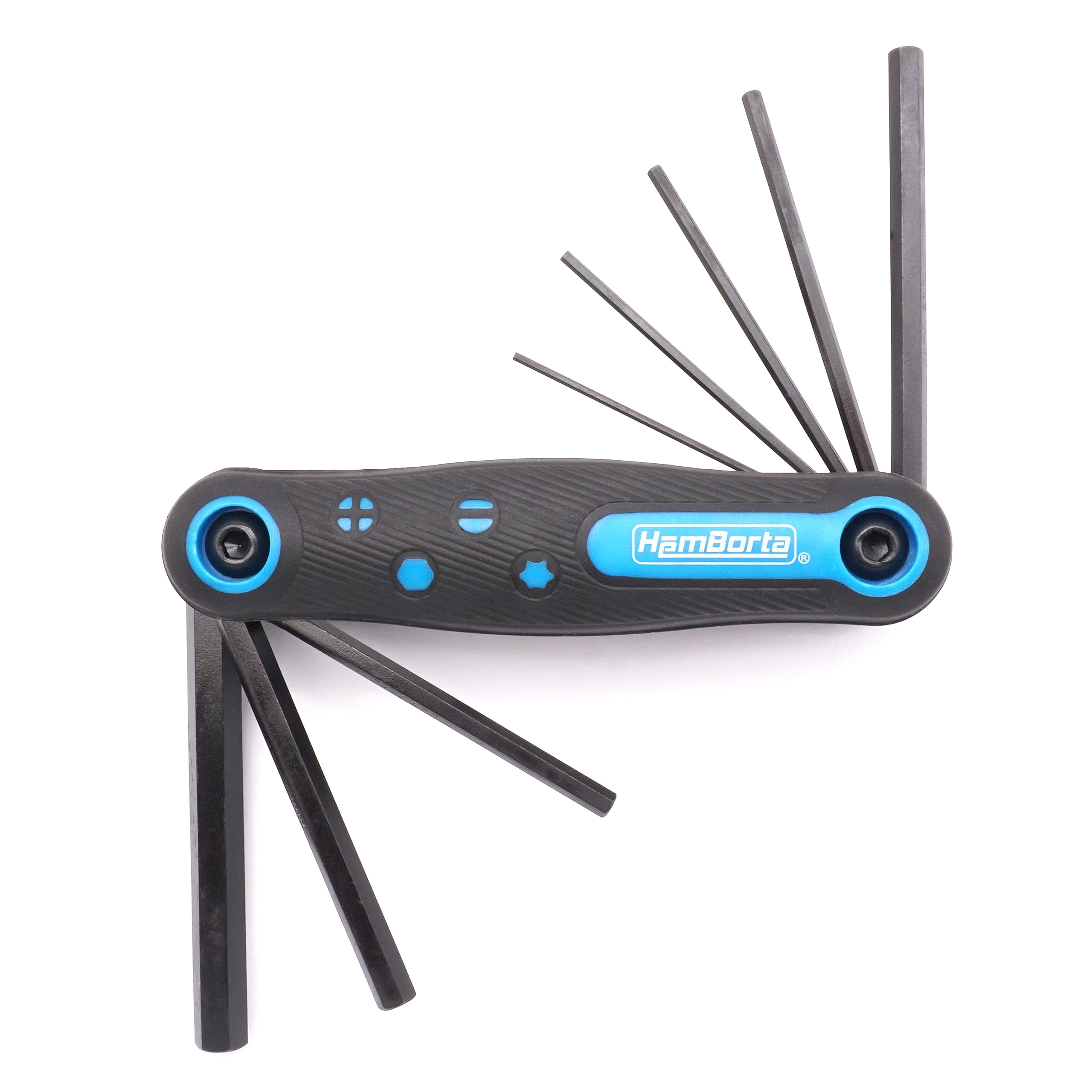 HemBorta® Folding Allen Key Set Metric, 8pc Alan Keys Sets with 1.5-8mm Allen Keys, Fold-Up Hex Key Set, CRV Steel Fold-Out Wrench Set 1.5, 2, 2.5, 3, 4, 5, 6 & 8mm Allen Keys Sets