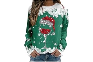 FARTEY Christmas Sweater for Women 2023 Funny Cute Xmas Tree Reindeer Snowman Sweatshirts Long Sleeve Crewneck Tops Shirts