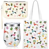 Dansydaisy 3 Pcs Dachshund Gifts for Women 12 oz Dachshunds Coffee Mug, Weiner Dog Tote Bag and Reusable Aesthetic Makeup Bag for Dog Lover Party Favor Birthday Back to School Gifts Galentines