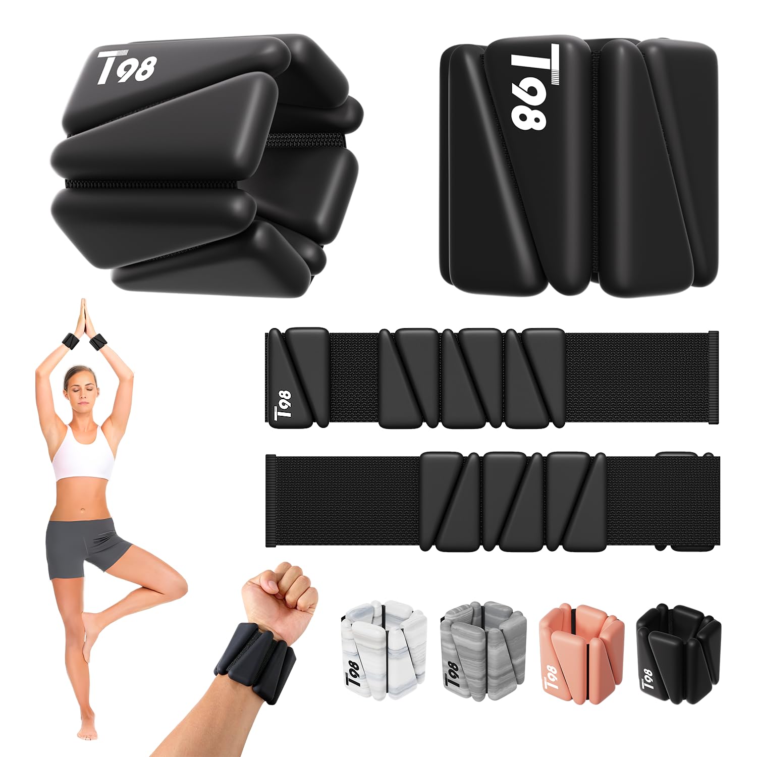 Photo 1 of T98 Wrist & Ankle Weights for Women Men, Wearable Wrist Weights Set of 2(1Lbs Each), Adjustable Arm Leg Bracelet Weights for Strength Training, Aerobics, Barre, Suit for Home Outdoor Workout