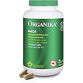 Organika Canadian-Made Maca 4:1 Strength 180 Vcaps - 3000mg | High Bioavialability Formula, Adaptogen to Help with Stress, En
