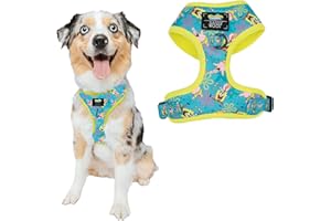 Sassy Woof Dog Adjustable Harness - Spongebob Squarepants™ Jelly Fishin' - M, Breathable Mesh, No Pull Design with Two D-Rings, Patented Design, Perfect for Medium Dogs - Officially Licensed