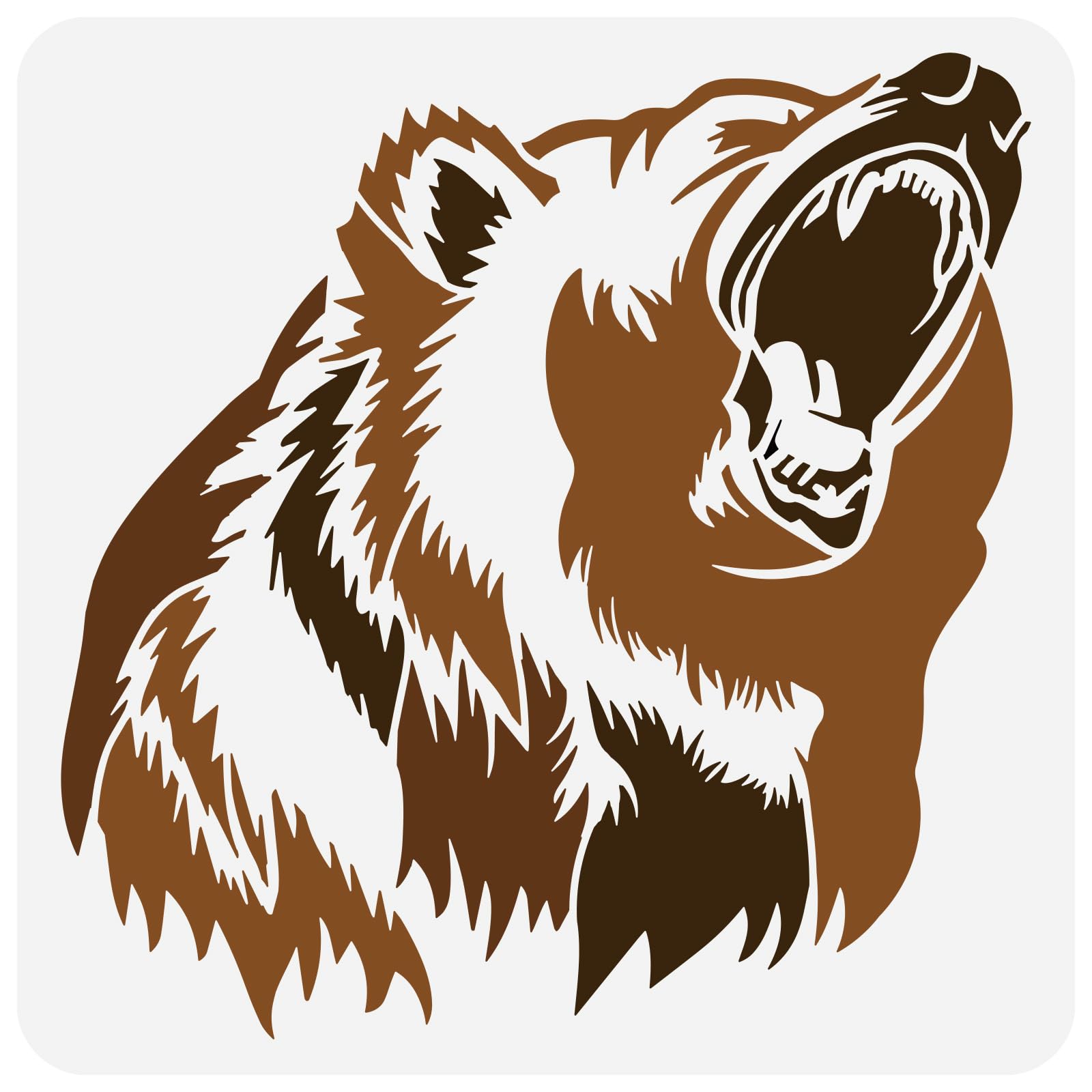 FINGERINSPIRE Growling Black Bear Stencil 30x30cm Square Growling Bear Painting Template Bear with Big Mouth Large Reusable Drawing Stencil for Home Wall Floor Furniture Tiles Decoration
