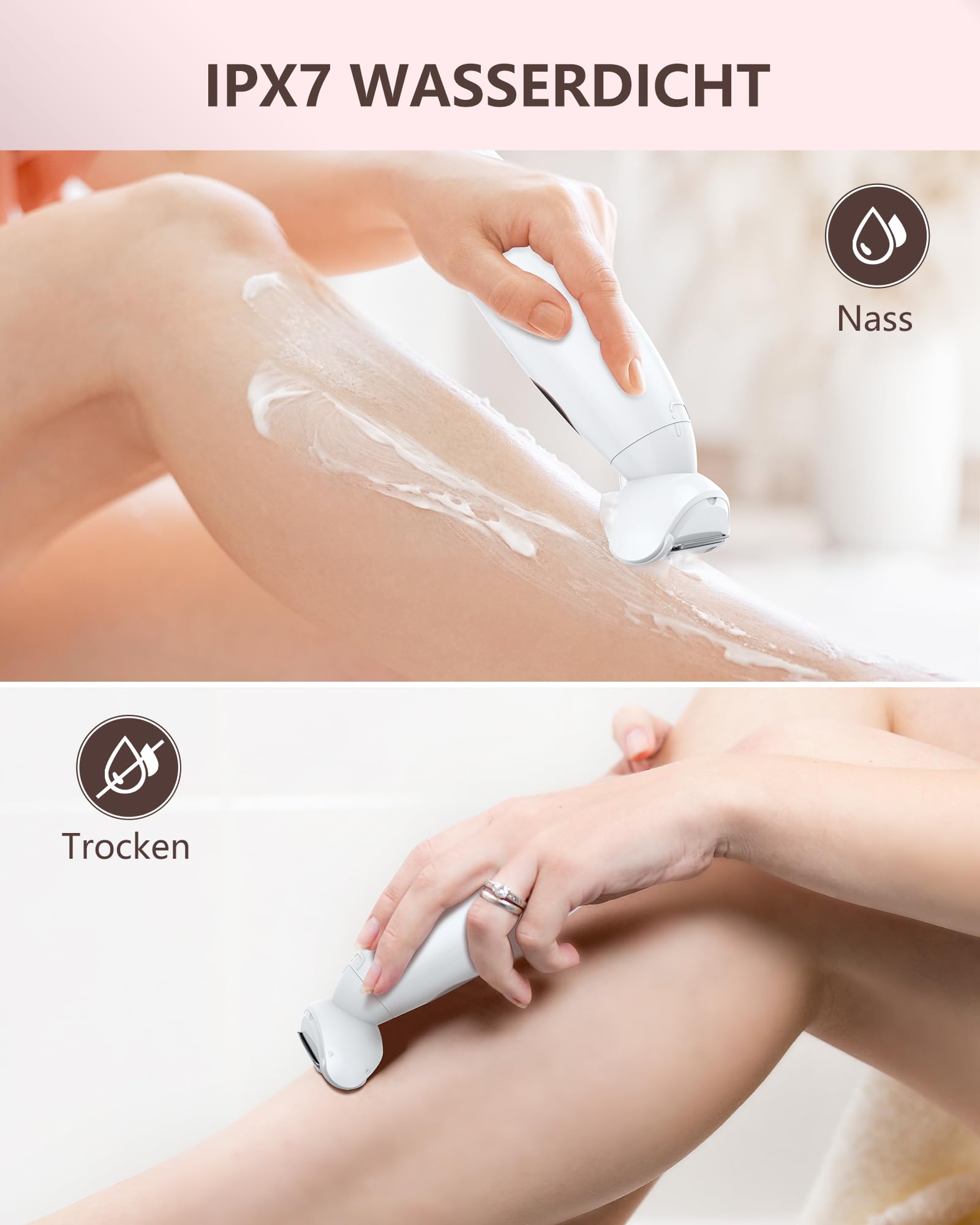 Rasierer Damen,3-In-1 Intimrasierer für Frauen,Gesichtshaarentferner für Frauen,Damenrasierer Elektrisch Nass-Trockenrasierer Ipx7 Wasserdicht Trimmer Damen,für Bikinizone Achseln Beine,USB-Aufladung 5