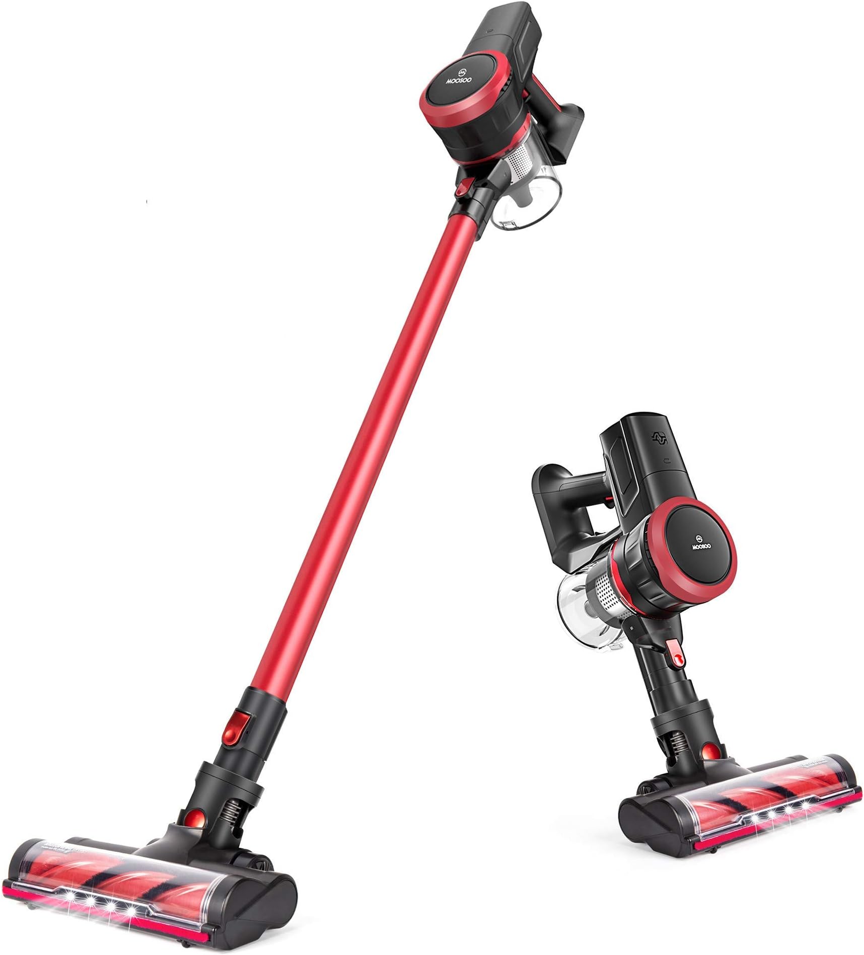 MOOSOO Cordless Vacuum Cleaner, 23Kpa 4-in-1 Stick Vacuum Cleaner Brushless Motor Ultra-Quiet with Upgraded LED Floor Head for Hard Floor