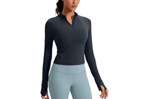 CRZ YOGA Women's Butterluxe Long Sleeve Workout Shirts Half Zip Pullover Sweatshirt Athletic Cropped Tops Running Shirt