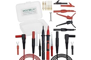 BOCEUC Multimeter Silicone Leads Electrician Test Leads Kit CAT III 1000V&CAT IV 600V with Alligator Clips Test Hooks and Needle Back Probe Pins for Fluke, AstroAI, INNOVA