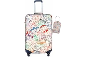 Vridoyt Stamps of The World Luggage Covers and Luggage Tags Tsa Approved, Elastic Washable Fashionable Anti-Scratch Protector, Birthday Gifts for Men Women(M 22-25 Inch)