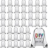 Sieral 100 Pcs Sublimation Drawstring Bags Bulk White Blank Drawstring Backpacks Reusable Gym Sport Sinch Sack Backpack Heat Press DIY Crafts for Kids Adults Traveling Home Gift