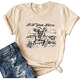 Hold Your Horses T Shirt Women Funny Rodeo Graphic Tees Vintage Cowboy Vacation Short Sleeve Shirts Tops