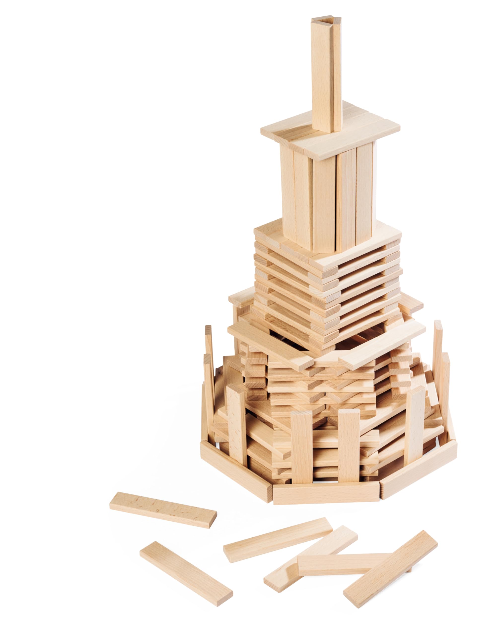 Eichhorn 100001612 Wooden Building Blocks for Building with Templates FSC 100% Certified Beech Wood 200 Pieces for Children from Two Years