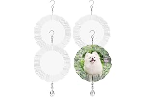 Sublimation Wind Spinner Blanks 8 Inch 4 Pack Wind Spinners Sublimation Blanks with Crystal Pendant Aluminum Metal Wind Spinn