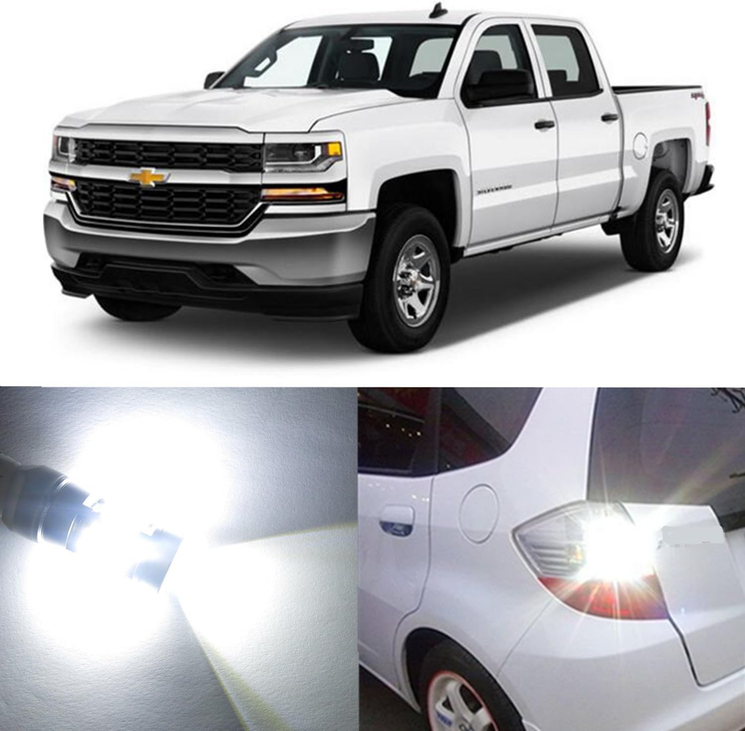 Alla Lighting2x Super Bright White 3047K 3156K 3157K 3157 LED Bulb Turn Signal Brake Stop Back-Up Reverse Light Lamps