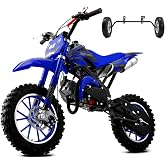 50cc 2-Stroke Gas Dirt Bike for Kids 8-14, Blue 2.0 | Dual Disc Brakes, Double Shock Absorption, Easy Pull Start Mini Dirtbike, 10 Inch Off-Road Tires, Max Speed 40MPH