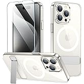 xiwxi for iPhone 15 Pro Case with Kickstand,[Compatible with Magsafe][1*Screen Protector],Military-Grade Protection & Anti-Yellowing,Magnetic Phone Case for iPhone 15 Pro,Clear