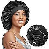 22 Momme 100% Real Mulberry Silk Bonnet for Sleeping Women, Large Hair Care Bonnet for Long Curly Hair, Double Layer Silk Hai