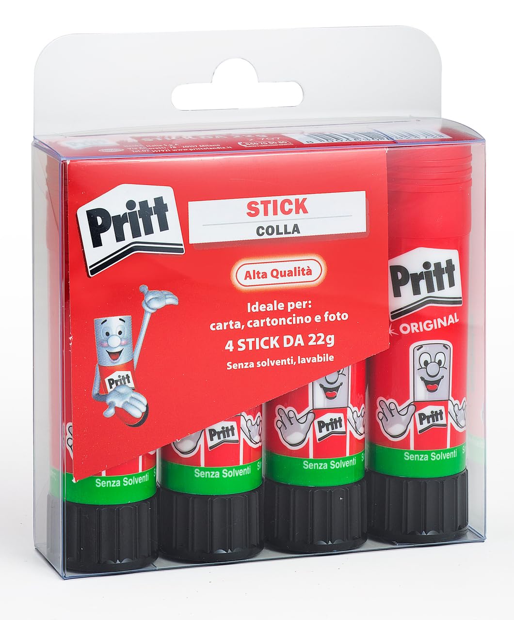 Pritt 4 x 22g Glue Stick for Kids Safe and Reliable Pritt Glue for Crafts and DIY with Strong Seal for School and Office Use, 4 Sticks x 22g
