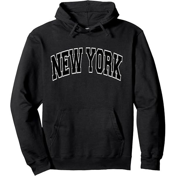 Amazon.com: New York Arched Style Black Text Pullover Hoodie